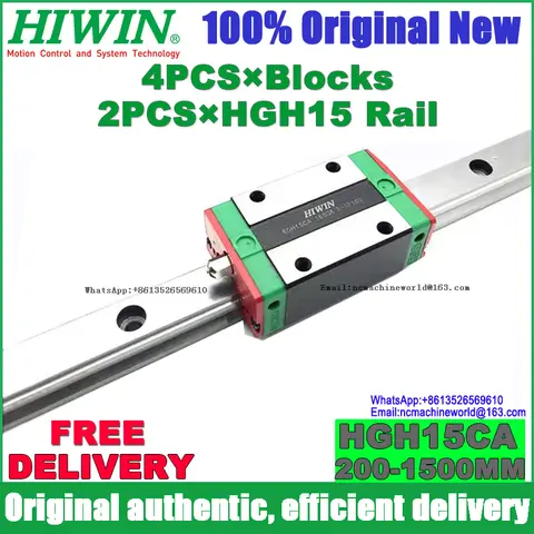 100% Original New HIWIN Linear Guide HGH15CA HGR15 Length 200 400 500mm 800 1000 1200 1500mm Rail For CNC Router