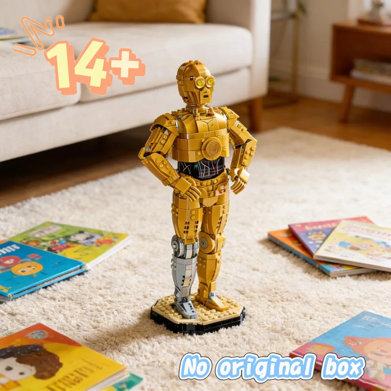 

2026 New C 3PO Robot 1138PCS Star Battle Desktop Decoration Bricks 75398 Assemble Puzzle Blocks Model Christmas For Boy or Girl