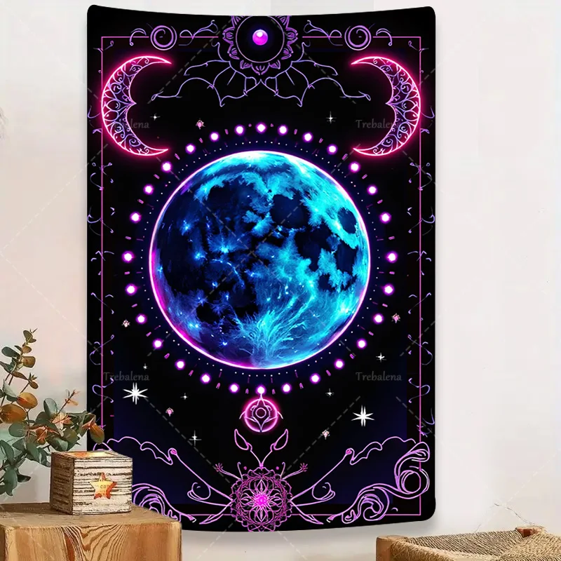 

1 шт. настенный гобелен светящийся лунный гобелен-неоновый фиолетовый небесный настенный гобелен для декора спальни