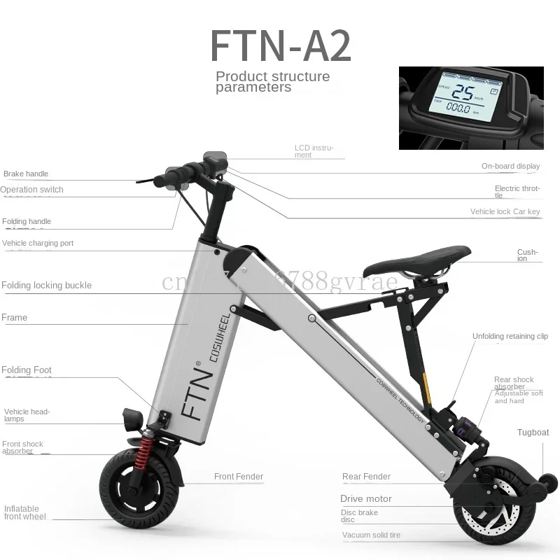 Mini Folding Electrombile/Scooter Ultra-Light Portable Battery Bicycle Driving Two-Wheel  Walking Light-Duty Vehicle