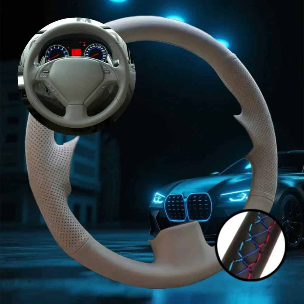 Customized Car Steering Wheel Cover For Infiniti G25 G35 G37 QX50 EX25 EX35 2008-2013 Car Accessories Hand-sewn Steering Wrap