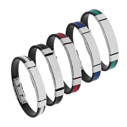Fashion Men Silicone Bracelet Stainless Steel Bracelet On Hand For Couple Unisex Wrist Chain Jewelry