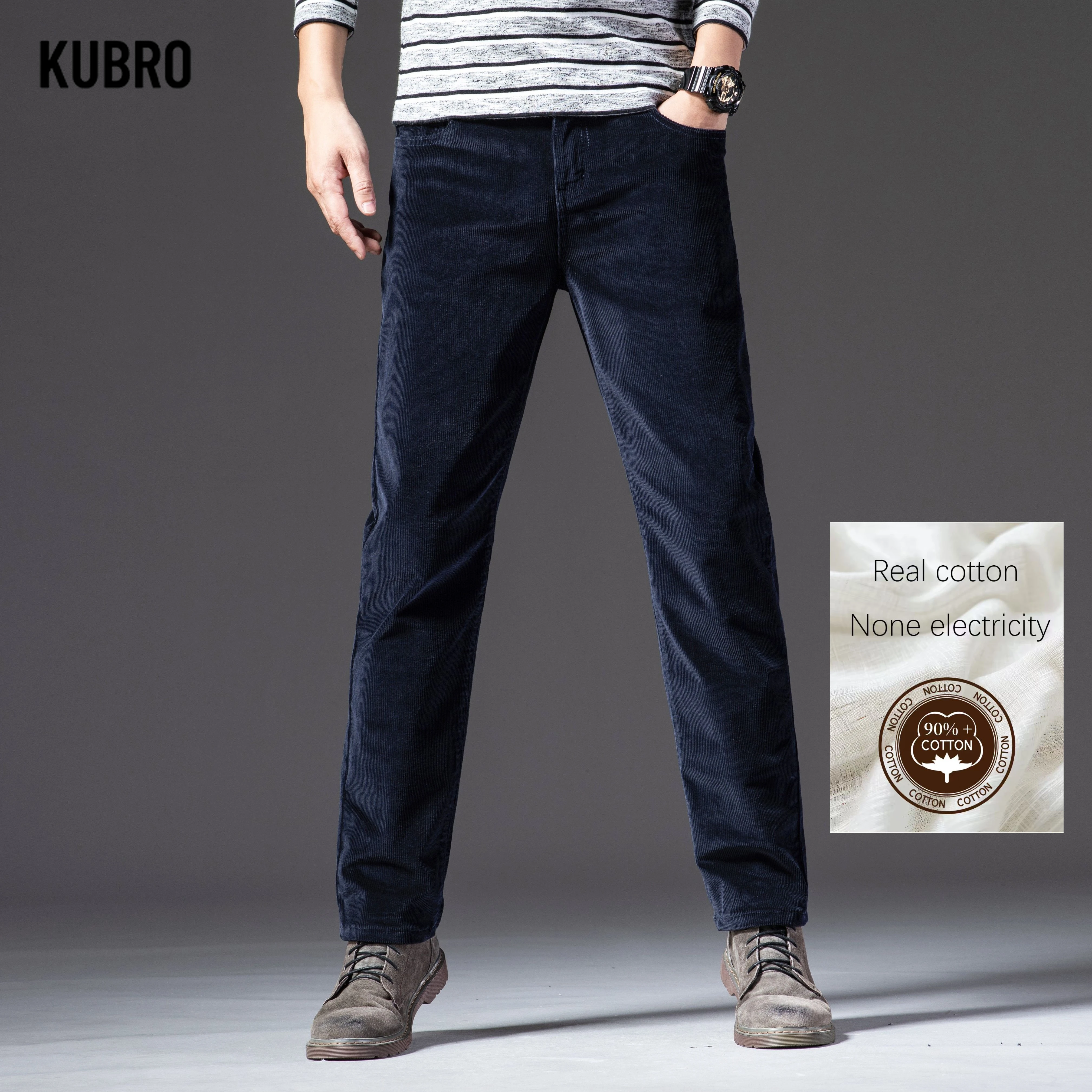 

Autumn and Winter Light Business Men's Casual Pants, Corduroy Straight-leg Stretch, Slim and Simple Man Pants Casual Pants