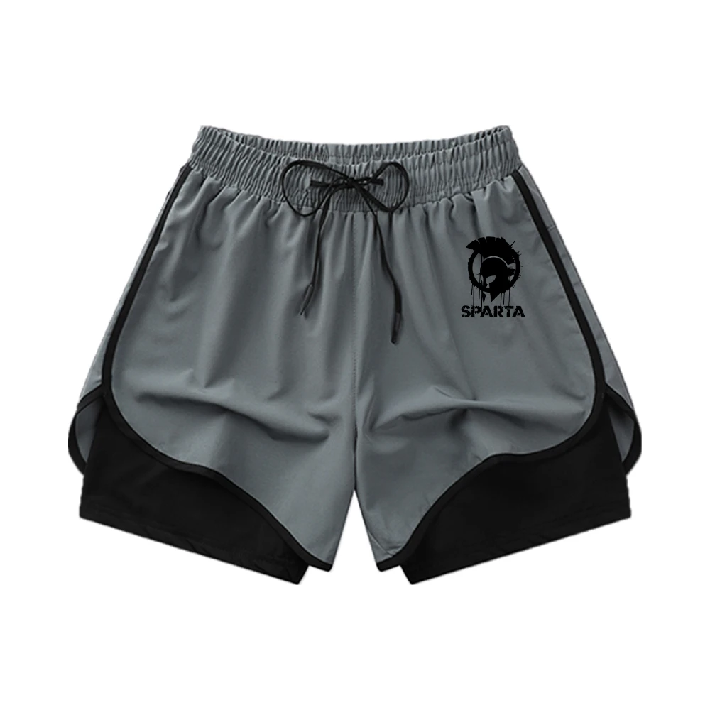 2026 Men's Printed Fitness Shorts Summer Fitness Running Training Double Layer Shorts With Cell Phone Pocket And Towel Loop