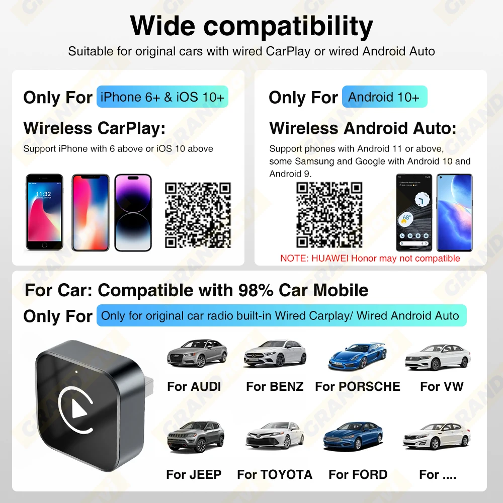 Mini 2-in-1 Wireless CarPlay/Android Auto Adapter Plug-and-Play für VW, Toyota, Nissan, Ford, Benz – Kabelgebunden zu Kabellos für OEM-Kabelgebundene Fahrzeuge – Detail 13