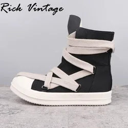 Rick Vintage Winter Luxury Chelsea Boots Men Pentagram Lace-up Casual Shoes Male High-top Ankle Boots Women Vulcanize Shoes