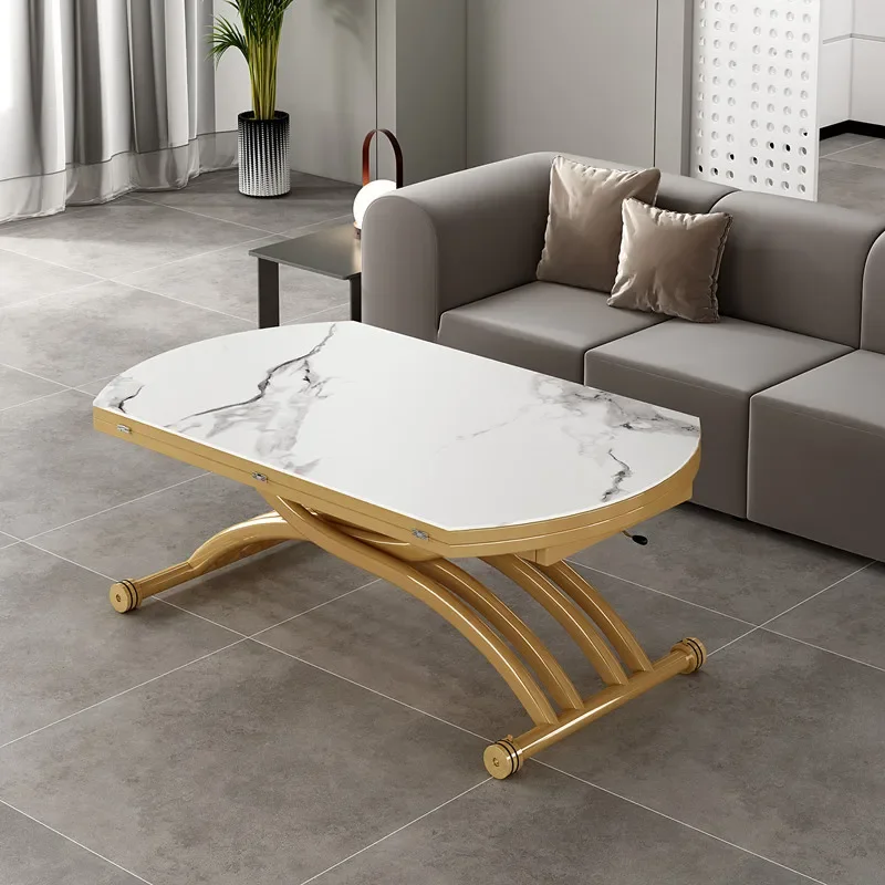 Cream Style Glass Top Cocktail Table Foldable Design Multifunctional Easy Clean Eco Friendly Durable Build for Kitchen