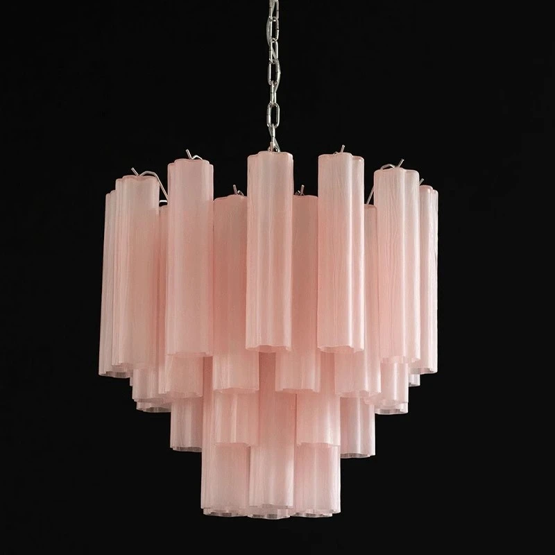 Żyrandol Art Deco z witrażowymi tubami, luksusowa lampa wisząca do wyspy kuchennej lub jadalni