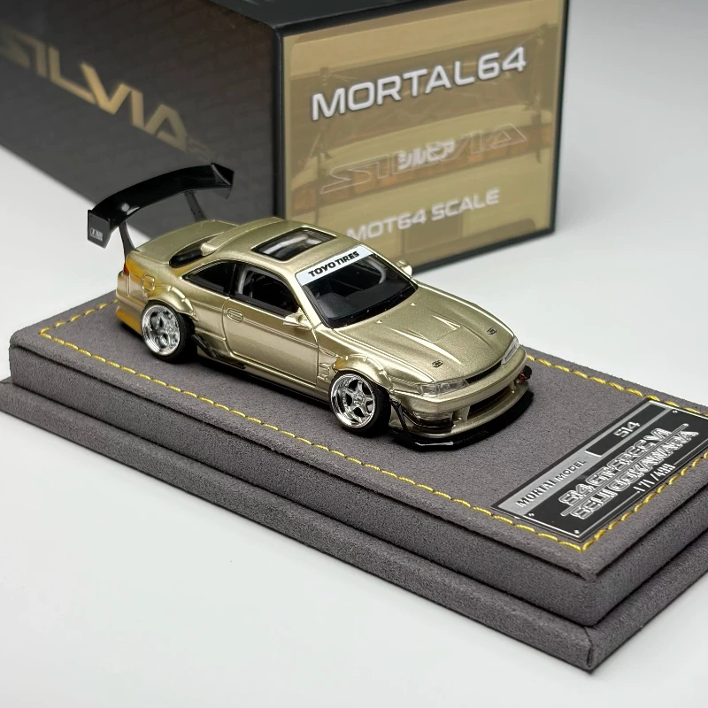 in-stock-1-64-new-product-s14-gt-spec-v1-desert-gold-custom-color-alloy-die-cast-static-car-model-limited-edition-gift