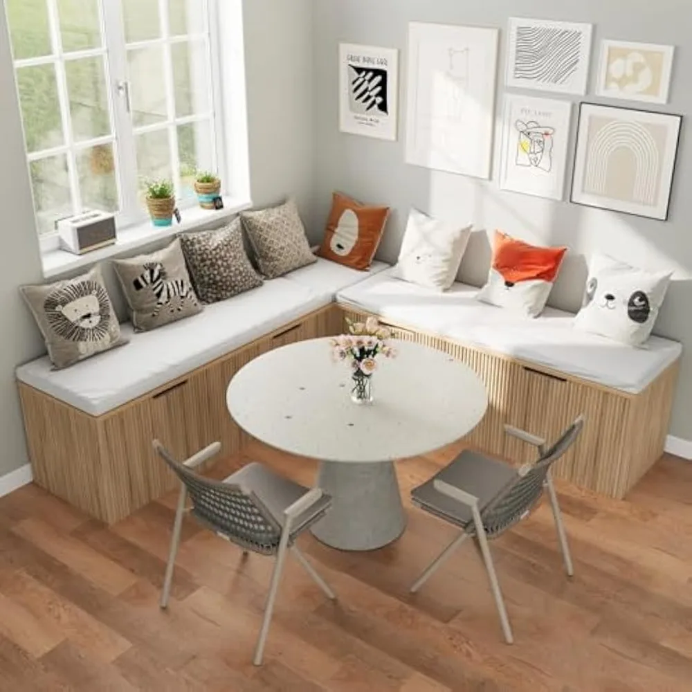 مقعد تخزين زاوية مع وسادة لتناول الطعام في المطبخ #5