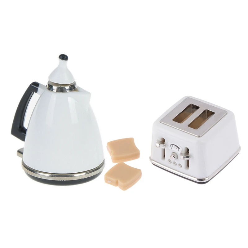 Мини-горшок для кукольного домика RISE-2 шт., Миниатюрные аксессуары для кухни, чайник и тостер