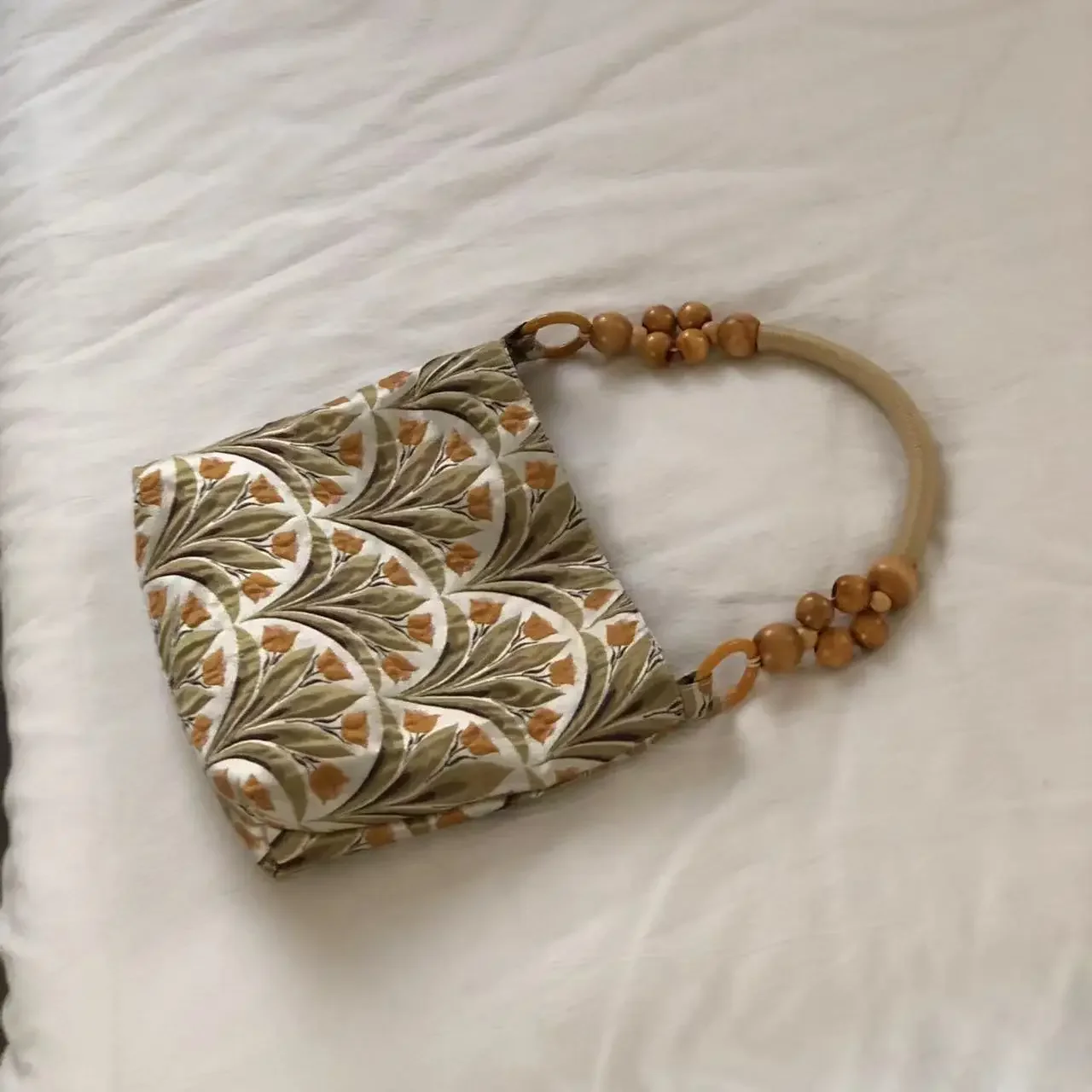 Torebka damska 2023 New Vintage Hasp SOFT Mori Girl Beading Handle Handbag Purse Harajuku