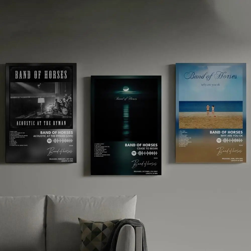 

Band of Horses Poster Prints Canvas Painting Wall Art Picture Living Room Home Decor Tracklist Music Album Cover