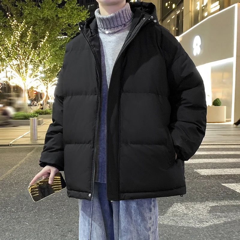 معطف خبز بغطاء للرأس فضفاض مقاس كبير للرجال - سترة شتوية مبطنة بالقطن الفاخر 2025 #3