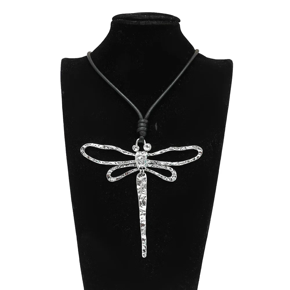 

Kaseakia Rope Long Necklace with Dragonfly Metal Pendant, Sweater Necklace for Women Fashion