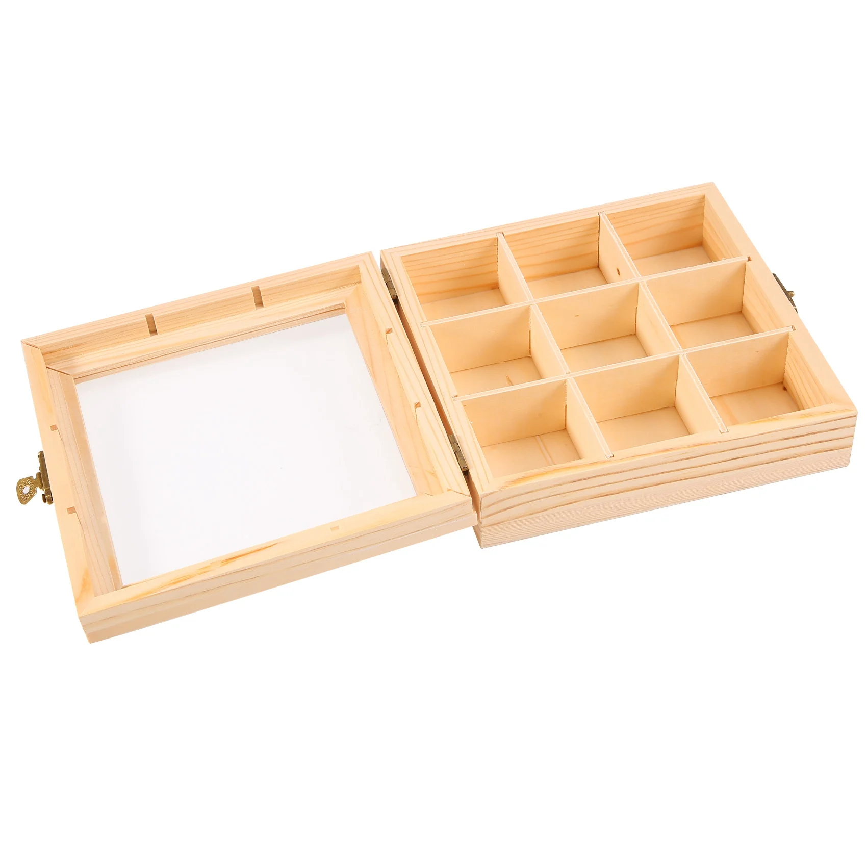 Teebeutel aus Holz, Schmuck-Organizer, Truhe, Aufbewahrungsbox, 9 Fächer, Teebox, Organizer, Holz, Zuckerpaket-Behälter