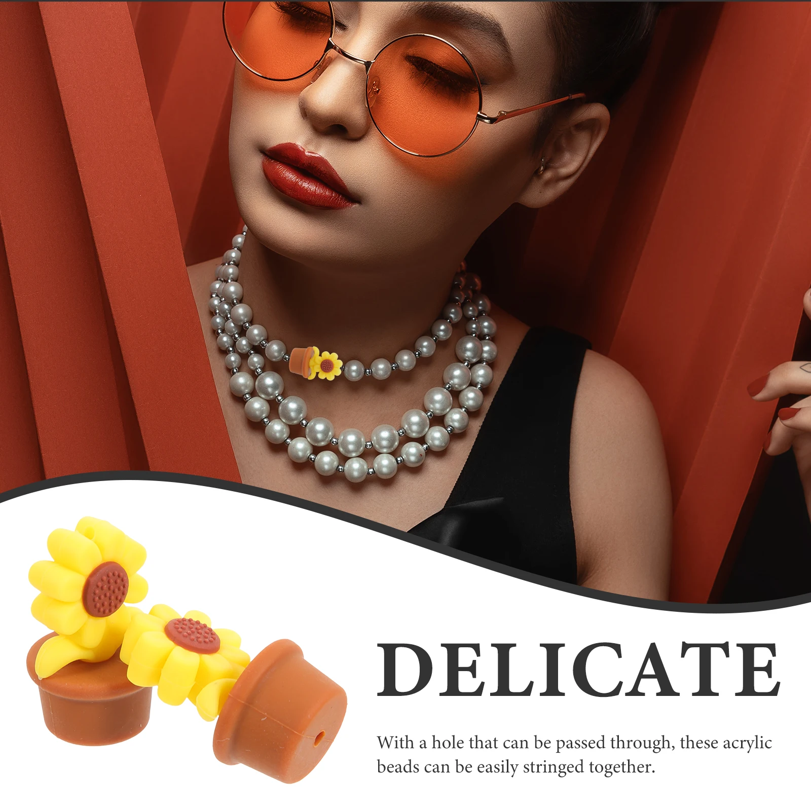 

10pcs Brown Silicone Sunflower Beads DIY Jewelry Accessories Smooth Spacer Bracelet Craft Supplies Durability Gifts