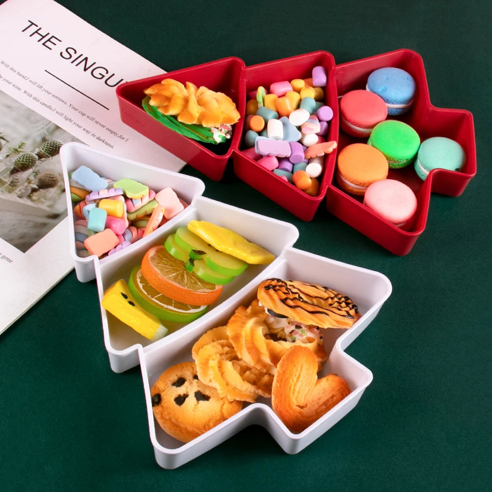 Christmas Food Appetizer Tray Tree Shaped Fruit Plate Reusable Snack Cookies Tray Chip Candy Dessert Plate Christmas Home Decor