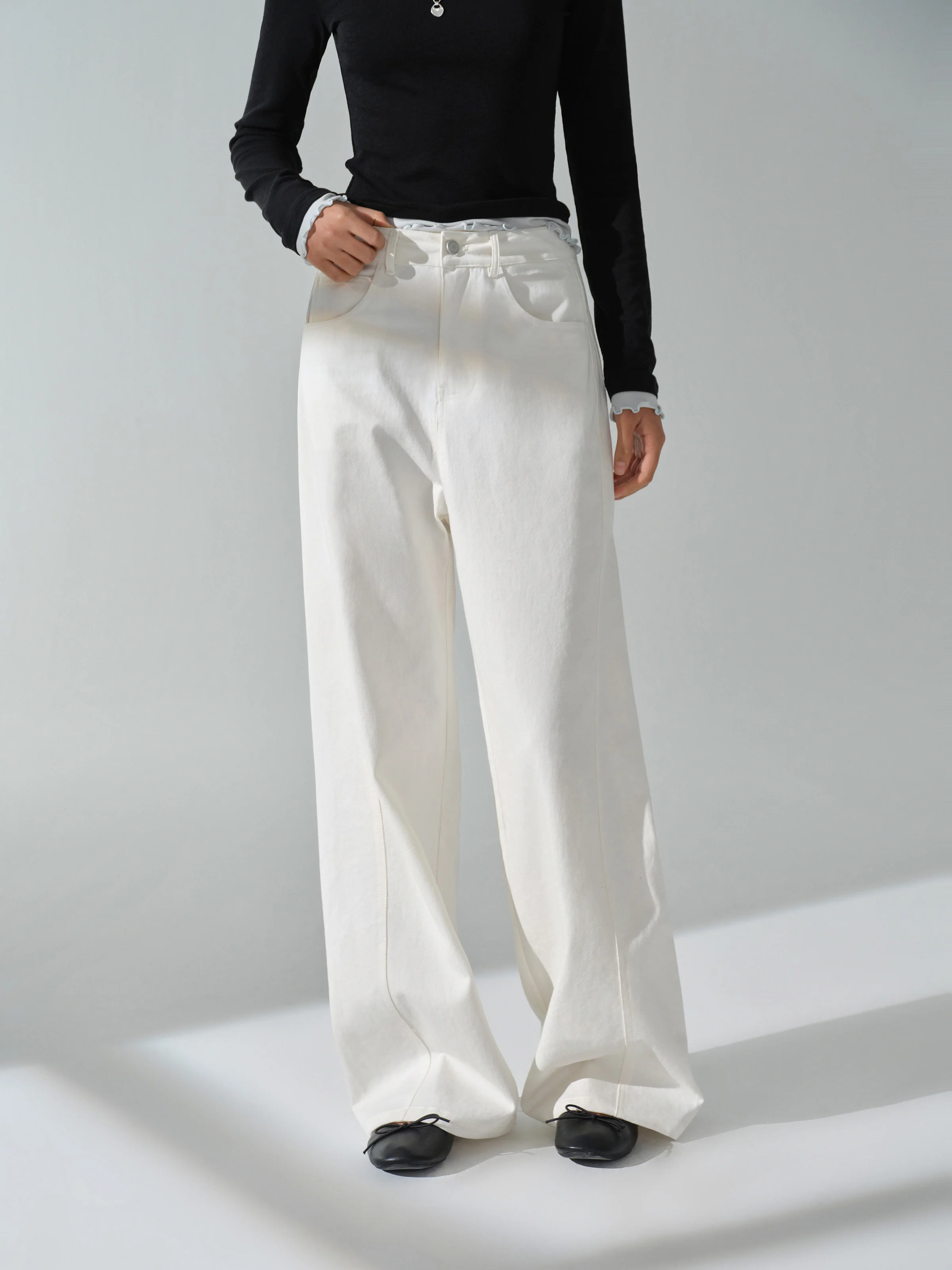 High Waist White Wide Leg Pants Women Casual Loose Trousers Slimming Petite Friendly Elegant Floor Length Pants Autumn Outfits