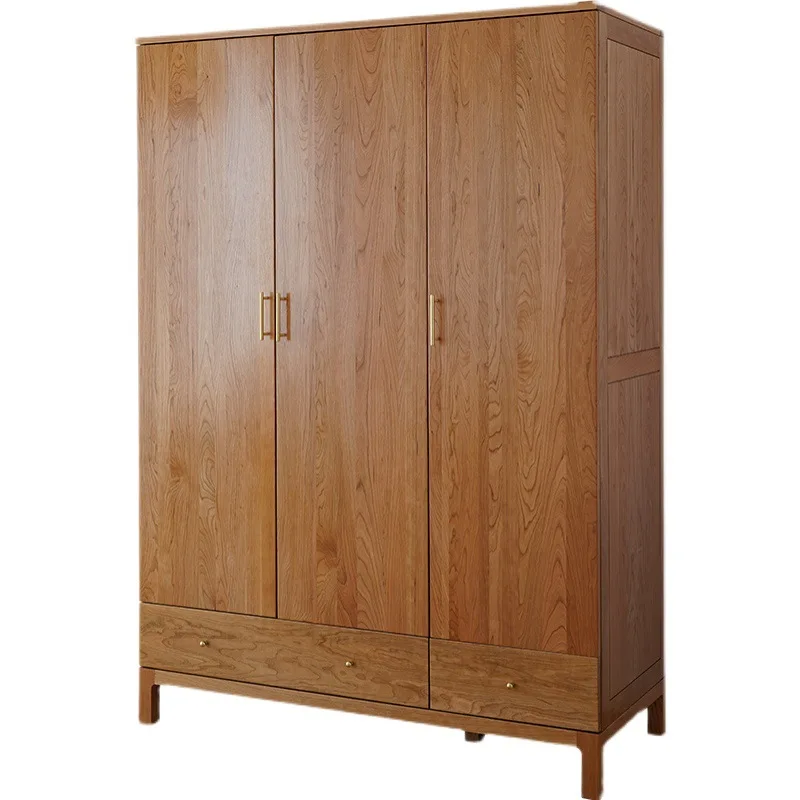 

Customizable custom solid wood wardrobe cherry wood bedroom home with drawers wardrobe Japanese simple locker log furniture