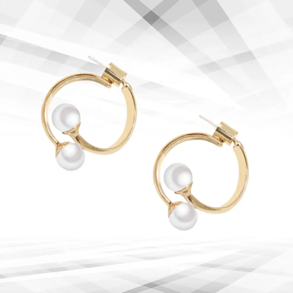

Earrings Pearl Jewelry Gifts Grace C-Shape Charming Women Golden Elegant Earbob