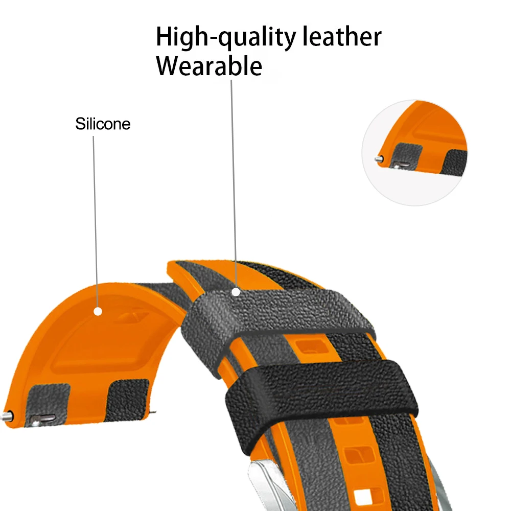 Leather Silicone Strap 22mm Watchbands For Xiaomi Mi Watch S1 Pro /S1 Active Color 2 /Mi Watch S2 46mm 42mm Belt Bracelet Correa