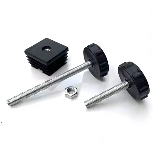 4Pcs Square Adjustable Foot Mat With M8 Nut Pipe Plug Black Rectangle Tube Furniture Leveling Feet Levelers For Table Chair Legs - Image 3