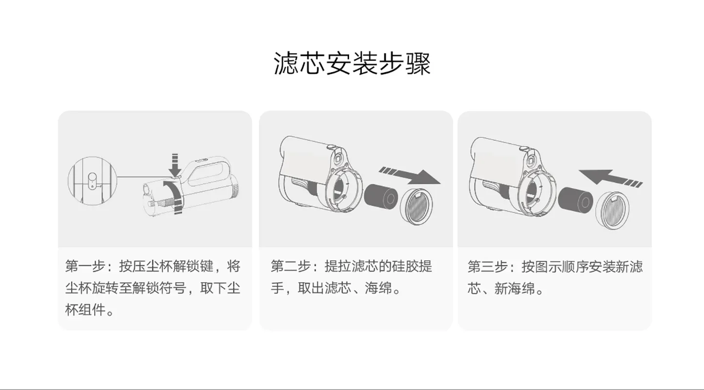 Filtr do odkurzacza samochodowego Xiaomi Mijia, mocne ssanie, trzy w jednym, głębokie odkurzanie, filtr do odkurzacza samochodowego — zdjęcie produktu 6