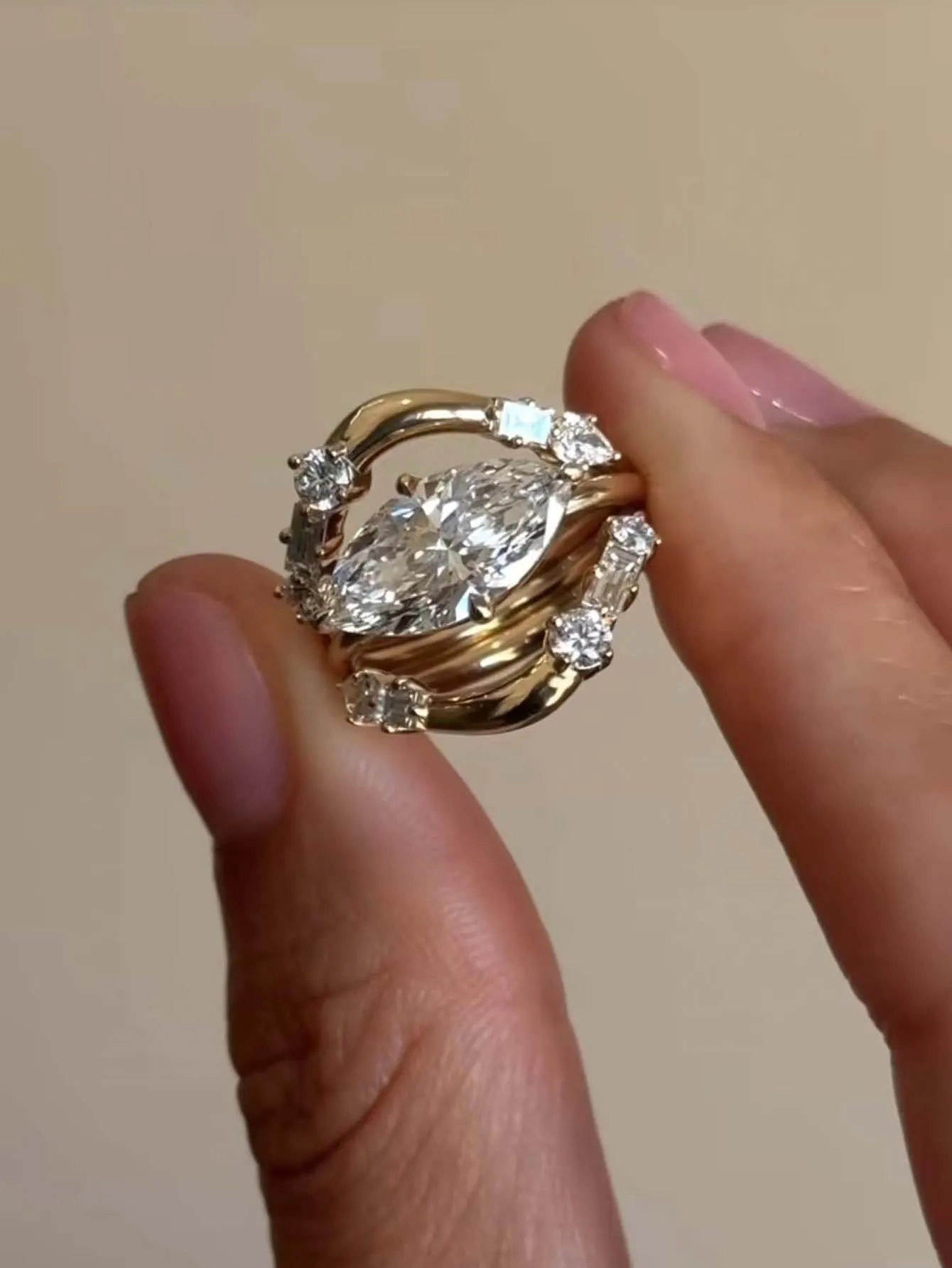 

3 шт. S925 стерлингового серебра 1 карат в форме маркизы муассанит комплект колец ювелирные изделия подарок на день рождения, подарок на годовщину