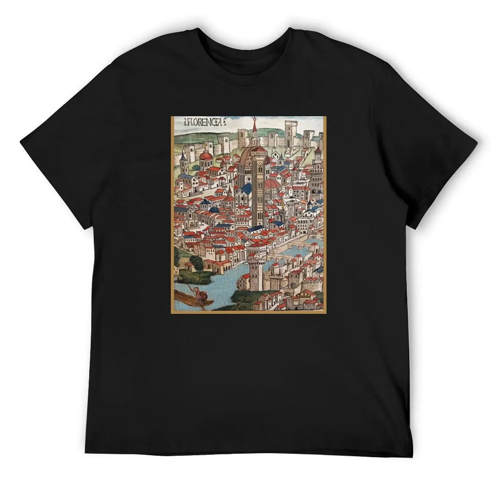 Florencia Colore 1493 Antique 15th Century Map T-Shirt graphic t shirt vintage hippie clothes graphics mens champion t shirts