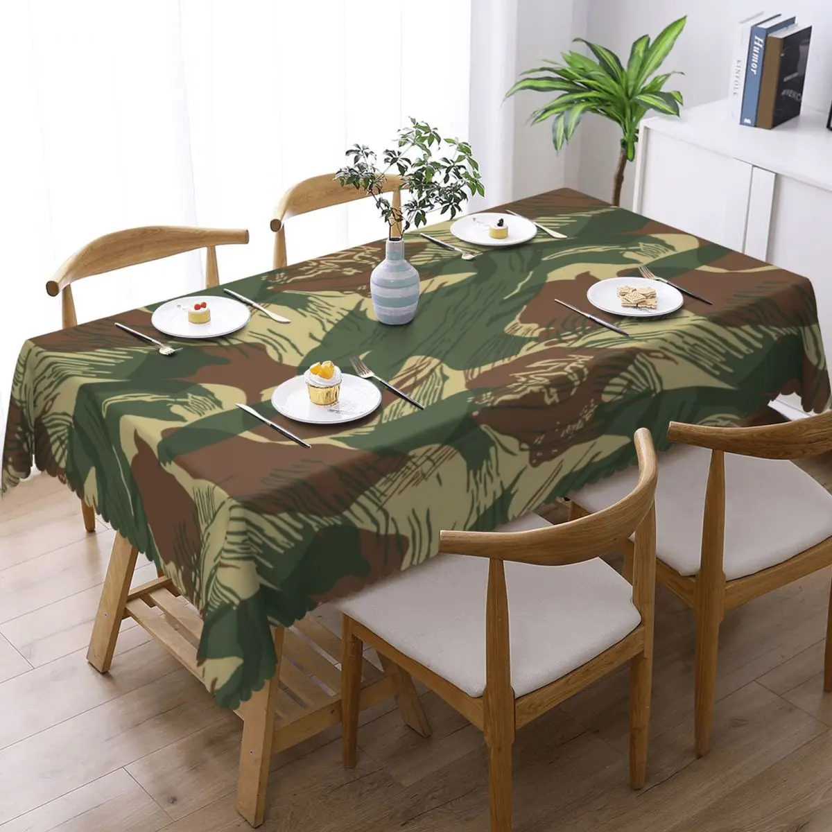 Rhodesian Brush Stroke Camouflage Customized Rectangular Tablecloth Oilproof Table Cover for Festival Decorations Table Cloth