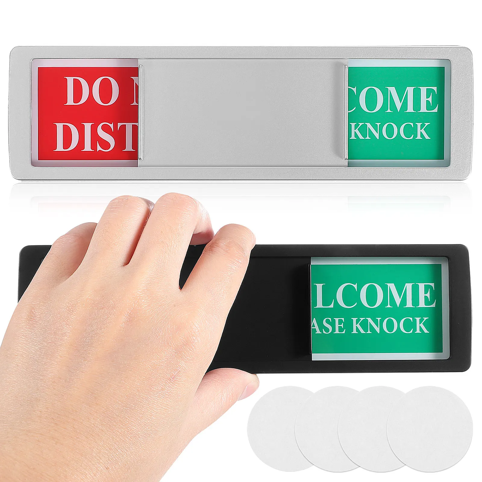 2Pcs Premium Privacy Slide Door Sign Magnetic Slider for Office Conference Restroom Dorm Strong Background White Lettering Easy