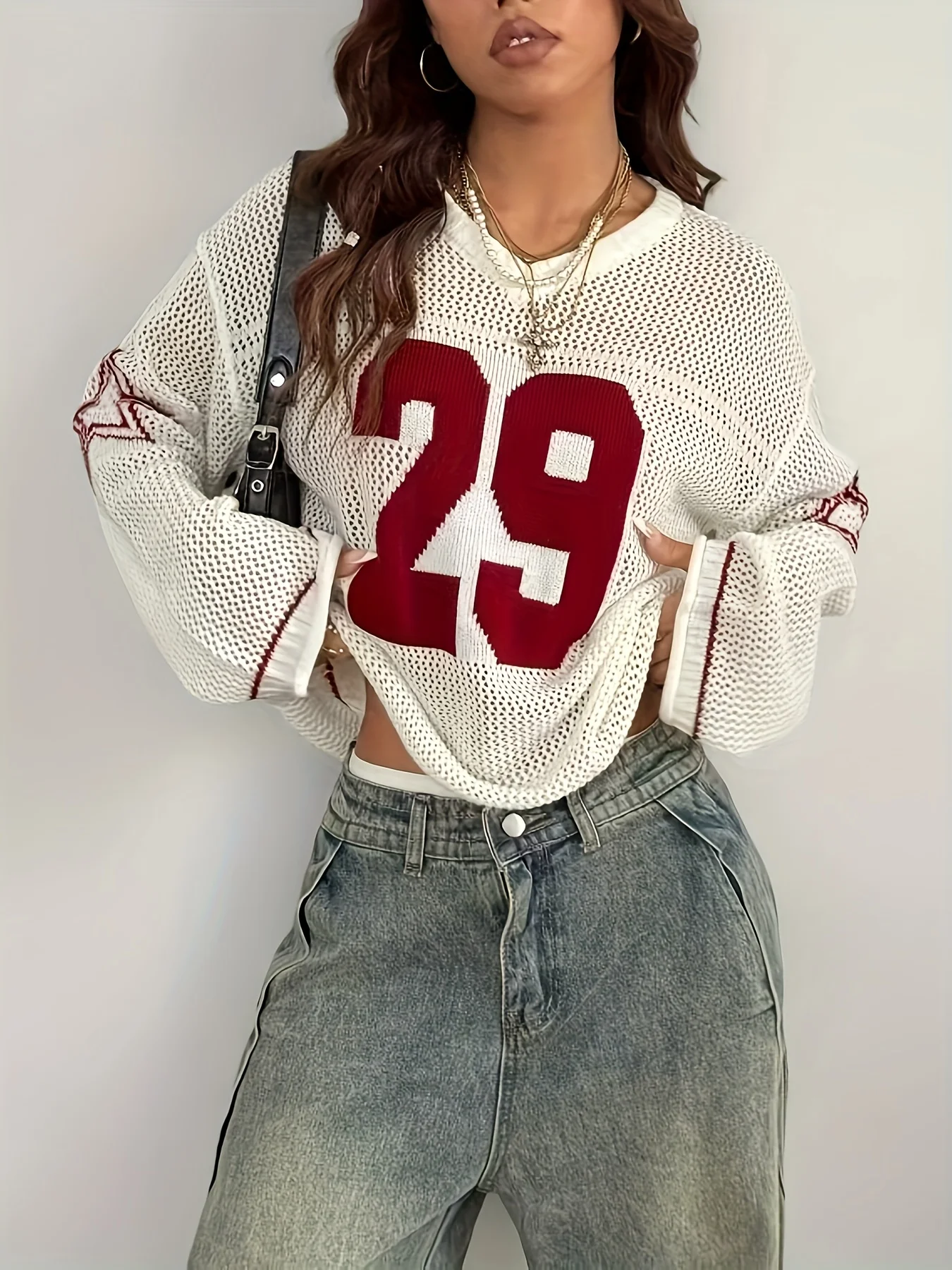 

Вязаный свитер с вырезами и узором в полоску, свободного кроя, новый, универсальный, для спорта и повседневной носки, весна-осень