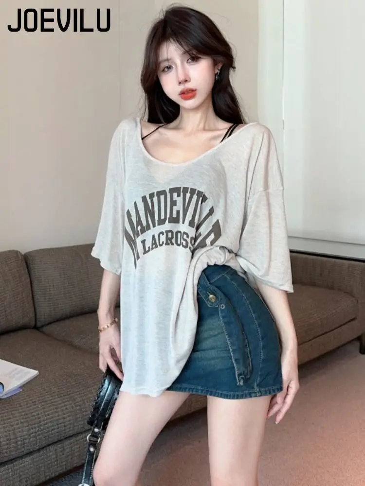 Sexy Y2K Damen Lose T-Shirt Brief Drucken Sheer Bluse Sommer Dünne Kurzarm Cover Tops Casual Übergroße T Babes Kleidung