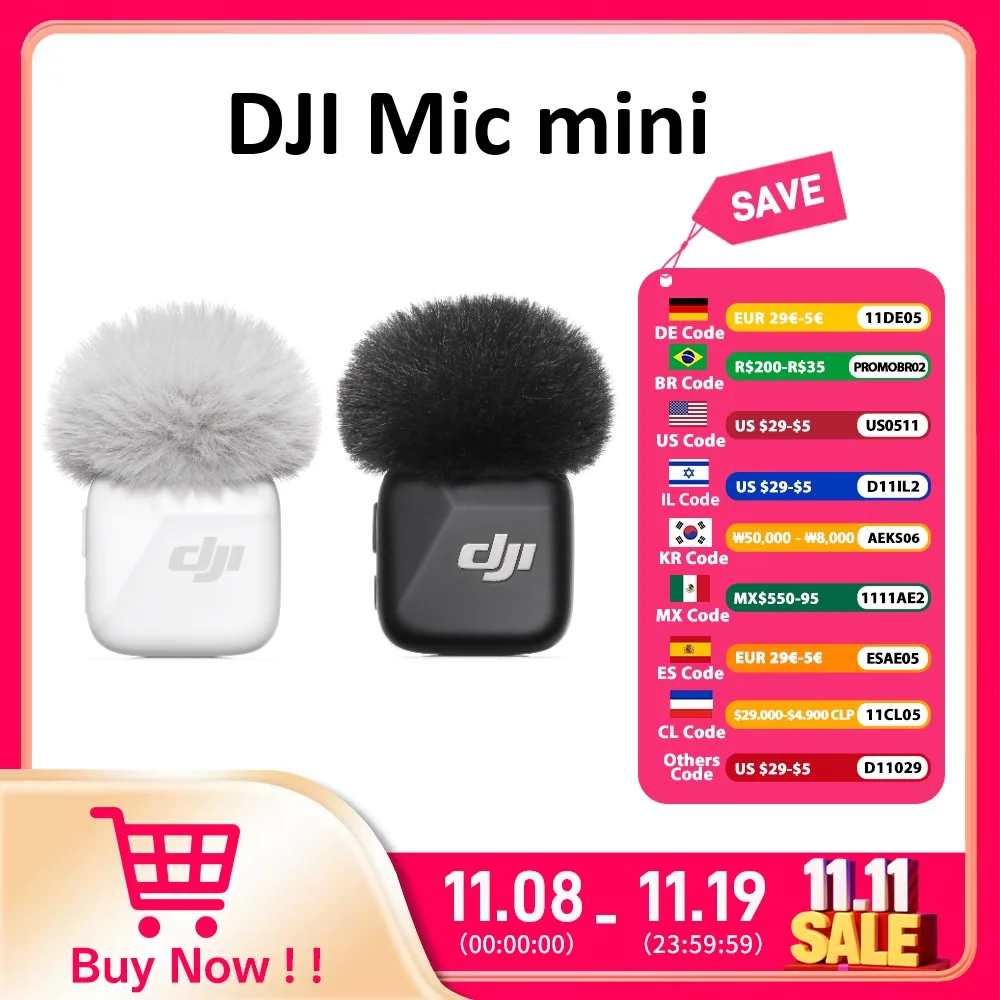 DJI Mic Mini  Wireless Microphone 48-Hour Operation w/ Case Two-Level Active Noise Cancelling
