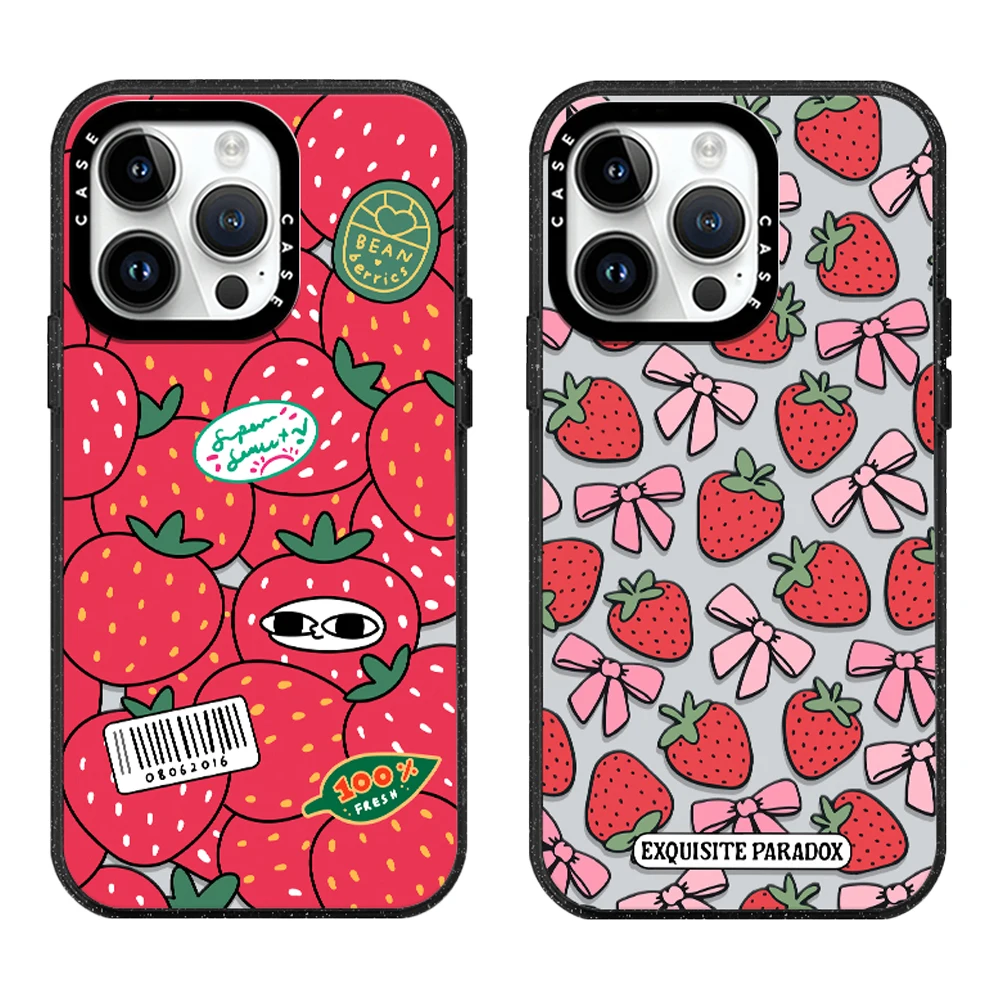 

Cute Lots Red Strawberries Acrylic Phone Case Cover With MagSafe For iPhone 16 12 13 14 15 11 16 Pro Max Plus Anti-drop Case