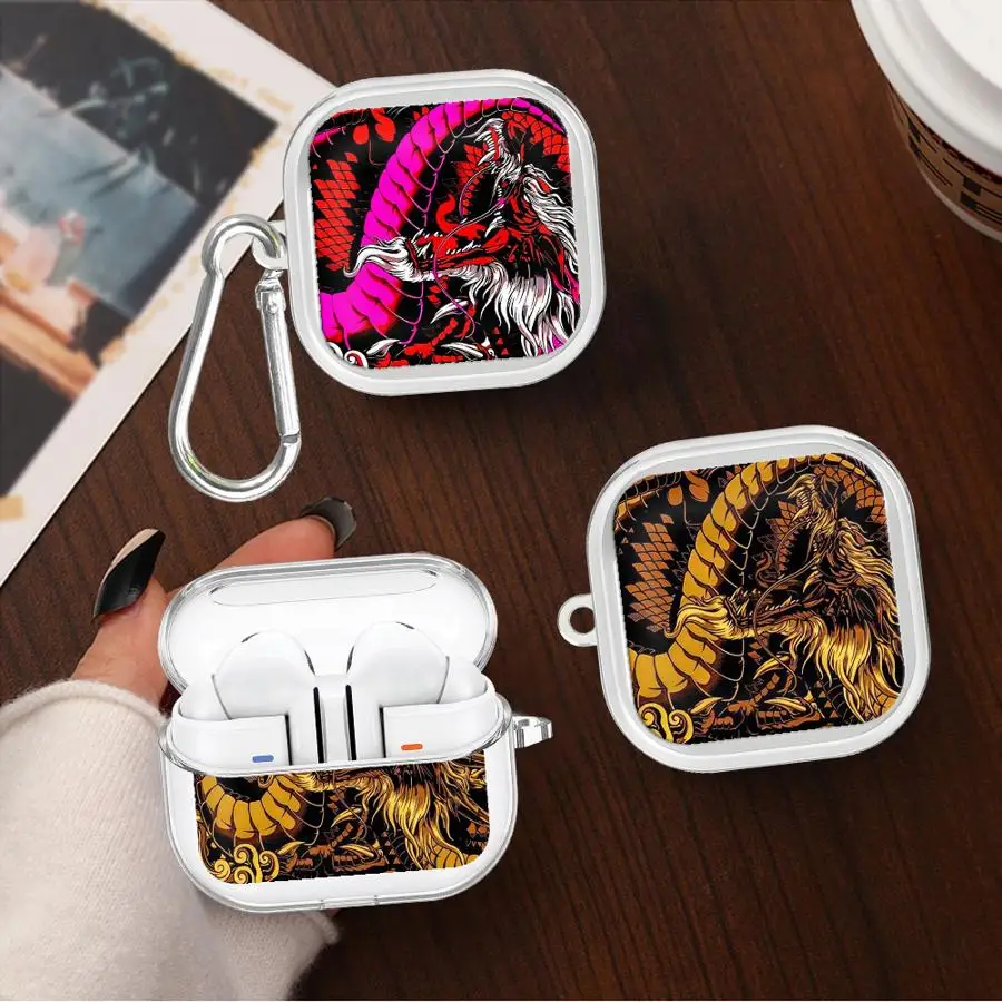 Cartoon Dragon Case For Samsung Galaxy Buds 3 FE 4Pro 3Pro 4 Pro 2 Live Clear Earphone Cases Cover
