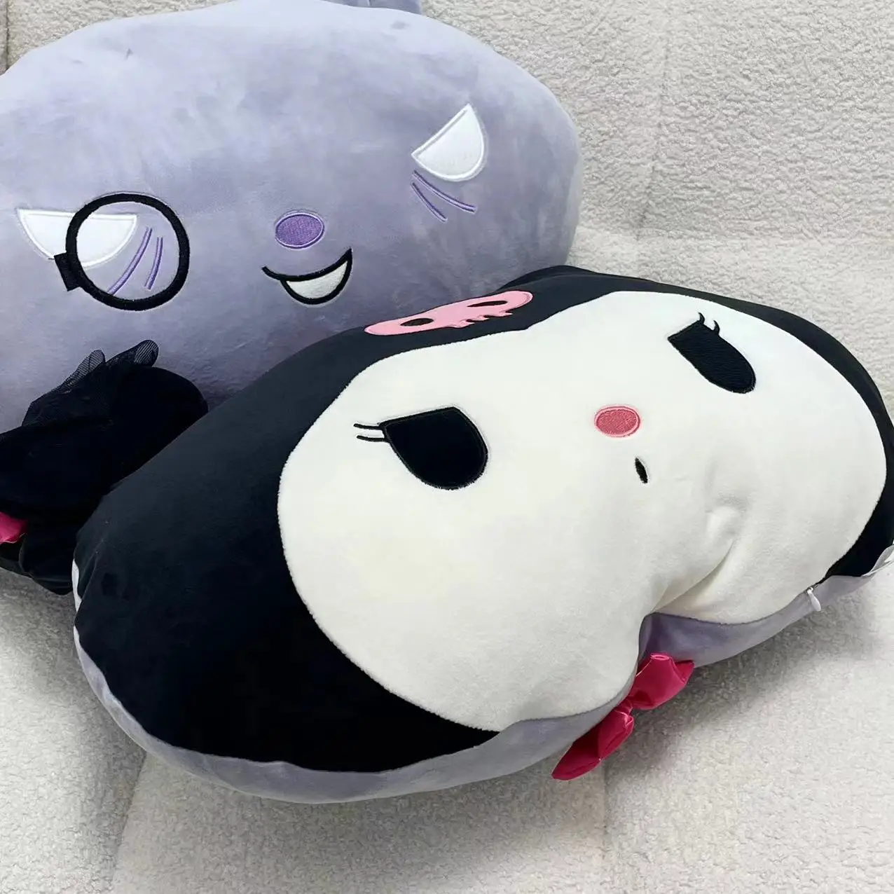 Very Soft Kuromi Baku Plushies Throw Pillow Stuffed Anime Comfortable Kawaii Cushion Blanket Sofa Bed Birthday Gifts