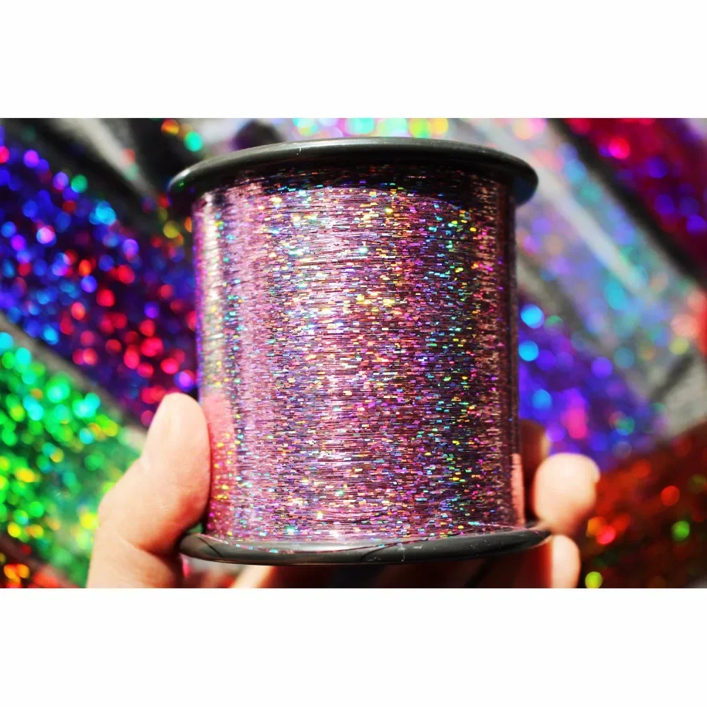 Tigofly 1 Spool 0.25mm Flashabou Holographic Tinsel Laser Flat Mylar Tinsel Sparkle Crystal Flash Fly Tying Materials