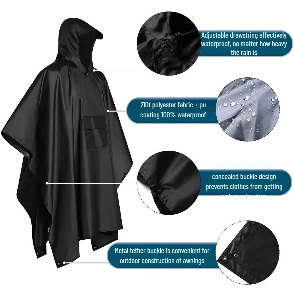 Chubasquero impermeable para viaje, Poncho impermeable con capucha, ligero para exteriores, senderismo, pesca, escalada, hombres y mujeres