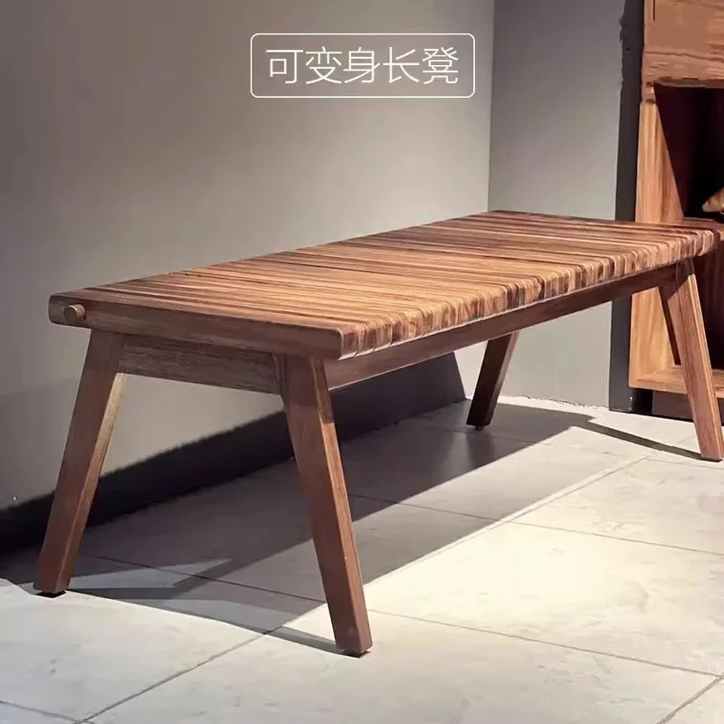 

Древние обеденные табуреты, скамейка из черного ореха - простая скамейка для отдыха в стиле ваби-саби для дома или виллы