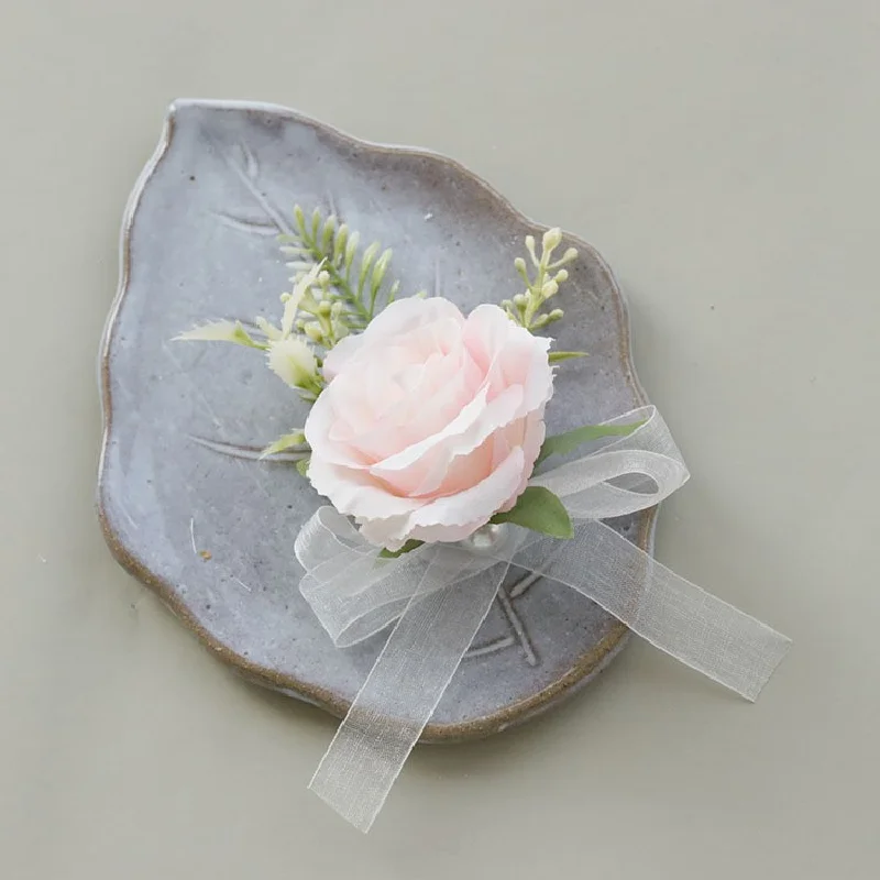 

Wedding Wrist Corsage and Boutonniere2425Western forest joint banquet party corsage wrist flower wedding supplies pink color