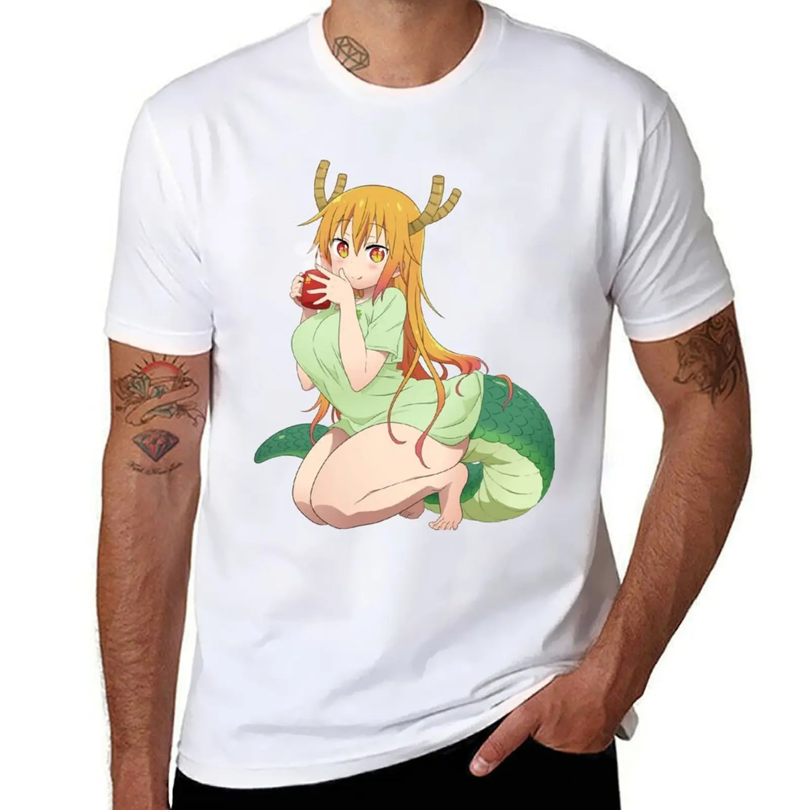 

Tohru drinking T-Shirt man t shirt cotton high quality anime tshirt T-Shirt