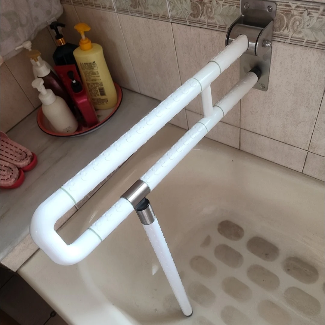 

Elderly Safety Bath Rail, 70cm Foldable Design with 220lbs Capacity, Quick-Install Antibacterial ABS & Luminous Night Guide Ring