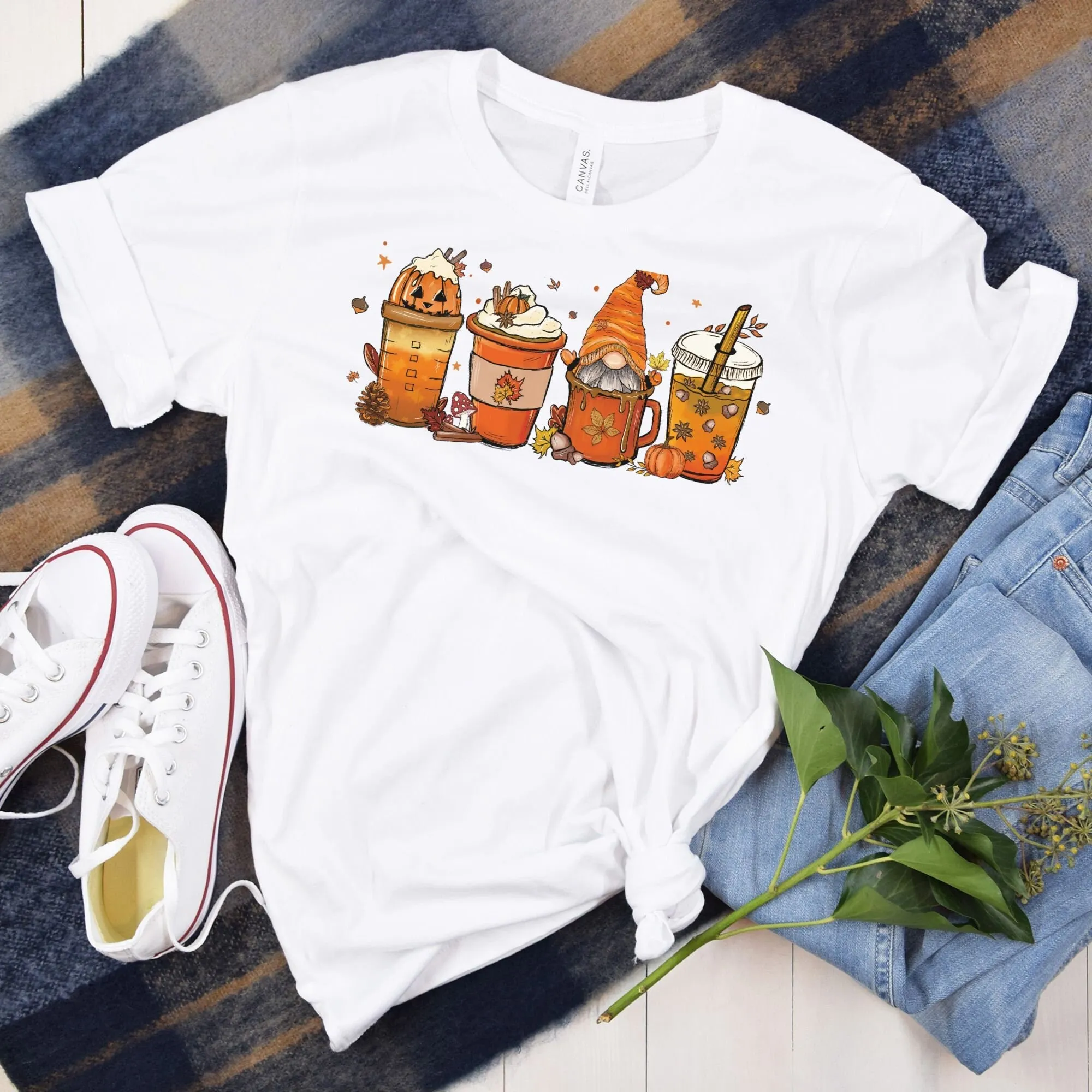 T-Shirt Gift d Halloween Le Gang des Lattés Tassen Schokolade Citrouille Lait Cappuccino Homme Femme Frankreich