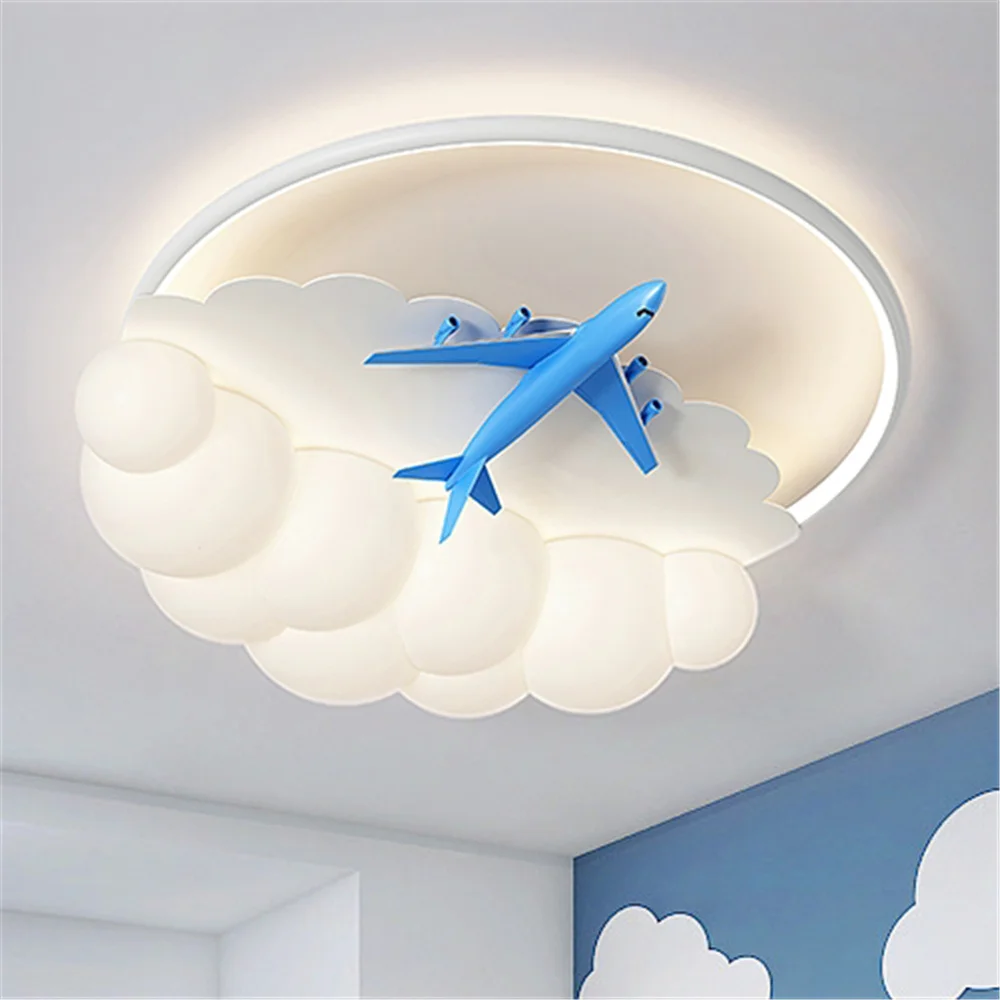 Children Creative Aircraft Acrylic Clouds Led Ceiling Lamp Changeable For Living Room Bedroom Study Remote Art Lighting Fixtures