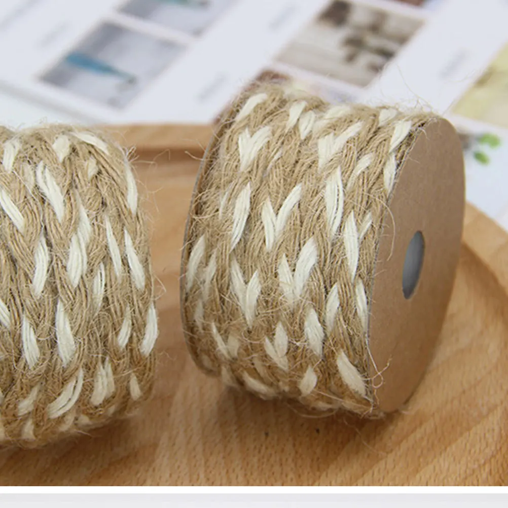 هدية التعبئة حبل 2 لفات مزدوجة اللون سلاسل القنب لصندوق التعبئة والتغليف DIY بها بنفسك مشاريع عطلة يهتف الحبال خيوط هدية التعبئة حبل