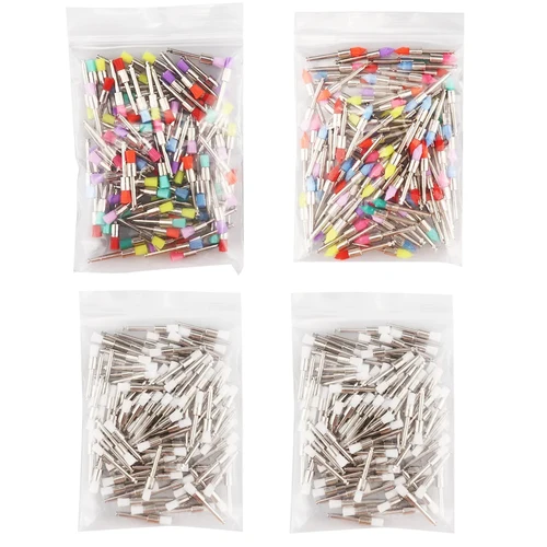 100 Uds materiales dentales cepillo de profilaxis Color blanco cepillos de pulido de nailon vástago RA 2,35mm pulidor de odontología