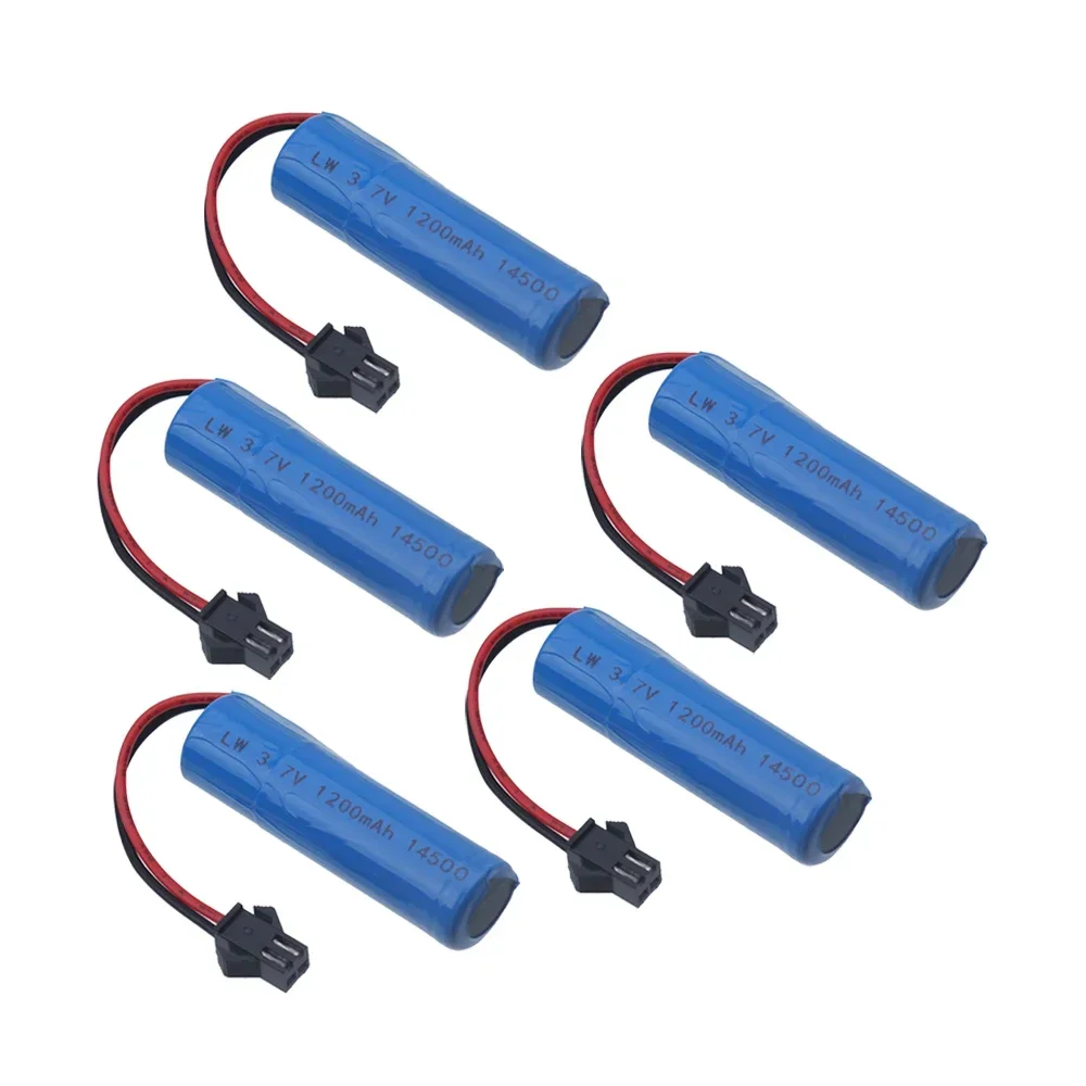 5 sztuk 14500 3,7 V 1200 mAh Akumulator Lipo SM 2P Wtyczka Do RC Stunt Dump Car JJRC C2 D828 RC Części Samochodowe Z Ładowarką