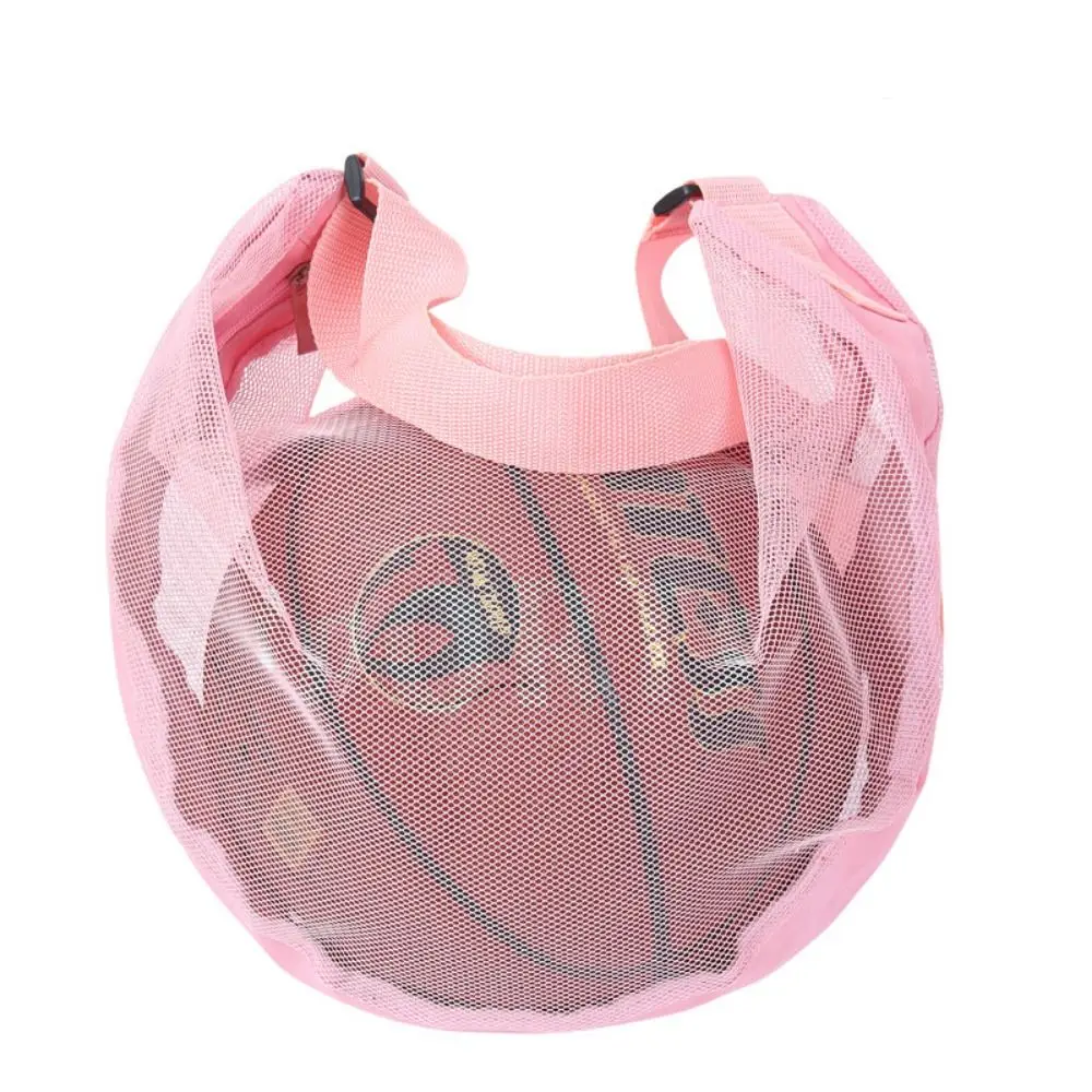 Adjustable Basketball Mesh Bag Single Shoulder Mesh Fabric Crossbody Ball Bag Lightweight Zipper Pocket Soccer Storage Case